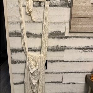 Sexy White mini halter dress with rhinestone embellishments. NWT